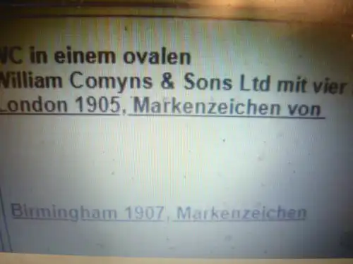 Spiegelrahmen Schminktisch ,von der Silbermanufaktur; William. Comyns & Sons London ,gegründet 1905Schweden  Jahrespunze d für 1906