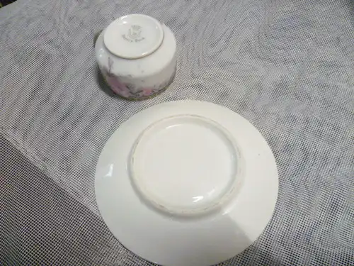 Mokka Tässchen Beyer & Bock Jugendstil  Rosendekor Goldrand um 1920 im Vitrinenzustand