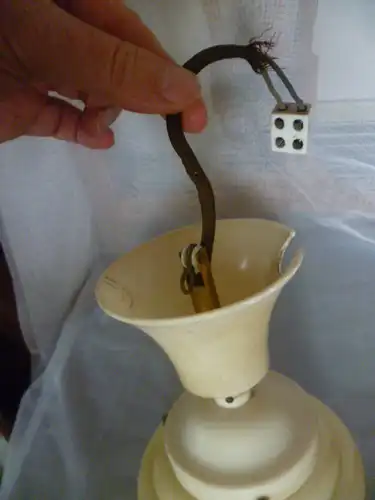 Spritzdekor Hängelampe in mokkafarben Top Design aus den 1930er Höhe: 31