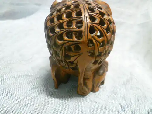 Kiautschou ( China ) Kolonie Glückselefant  als Weihrauchhalter um 1920 Buchsbaum  sehr detalliert naturell handgeschnitzer  Glückselefant