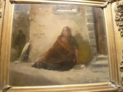 Gerardus Arnoldus Johannes Post bedeutendes Frühwerk von 1846 1826 - 1879 Tilburg Mutter mit Ihrem Kind bettelnd im Schnee