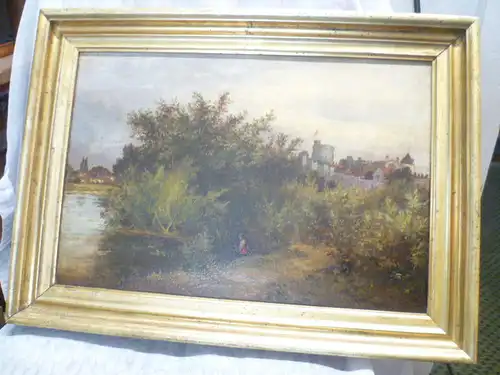 A.Marmaduke Landale 1864  1905  Ein Angler an der Themse mit Blick auf Schloss Windsor  datiert 1882