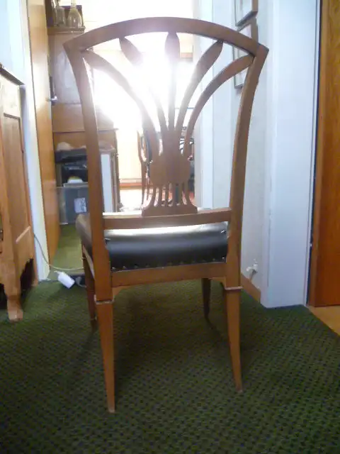 Schloss Stutensee Baden Biedermeier Stuhl , klassische frühe Form um 1820 In der Zarge : Inventaretikett 5