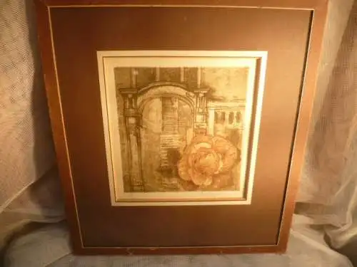 Kralova Markita Zakrato II Farbradierung signiert Künstlerin  CCR/Prag Farbradierung brau schwarz Künstlerin der Nachkriegszeit / Gegenwart