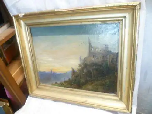 Carl Anton Joseph Rottmann 1797-M-1852 Zuschreibung  Schule  "Burgruine Trifels im Abendrot"