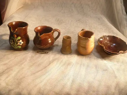 Um 1800 - 1880 Miniatur Bartmannskrug , Marburger Fayencekrug, Milchkanne seitlicher Henkel aus meiner Sammlung