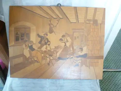 Defregger  Franz von1835 - 1921 Motiv  als Intarsienbild wohl Gesellenstück deutsch um 1900