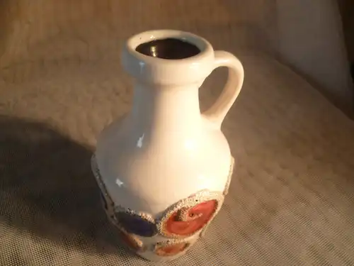Süße Fett Lavavase, VEB Haldensleben 4079, graue Fettlava mit roten und blauen Punkten, kleine Vase passend für jedes Interieur Vintage 1950