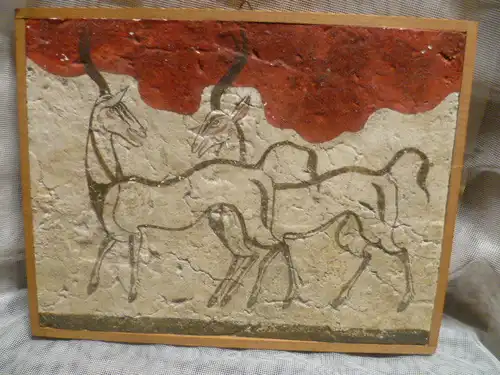 Oliver Wrobel oder Daniel Rohrbach  "Gazellen" Höhlenmalerei auf Gips aus den 1970 er Jahren