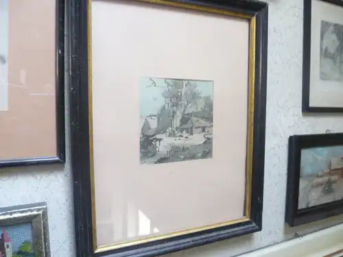 Gottlieb Th. Kempf v.Hartenkampf 1871Wien-1964Kitzbühl aquarellierte Federzeichnung Frühwerk "Tiroler/ Kitzbühler Almhof"