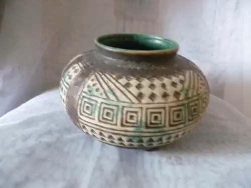 Griechischen Stil Keramik Vase Schale Formnummer 197-12 von 1950/60 rechteckig hochgezogener Rand . Ideal für Obst