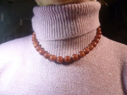 Art Deco Agate Beads Silverschliese Ladies Necklace around 1930-40 Oerlen have about 10 mm diameter! Length 47.5 cm