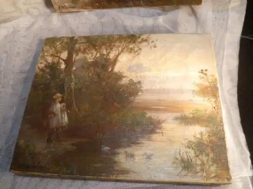 Two impressionistic landscape paintings, probably Bavarian sea-views Frank Walters English landscape painter XIX-XX