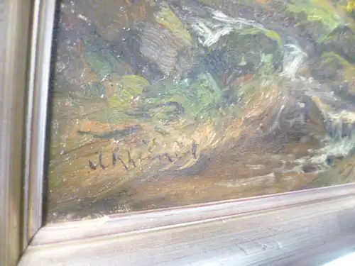 Rheinert Adolf 1879 Düsseldorf 1958 " Romantischer Wildbach in einem Wald Herbststimmung" signiert A.Reinert Ölgemälde um 1900 gemalt