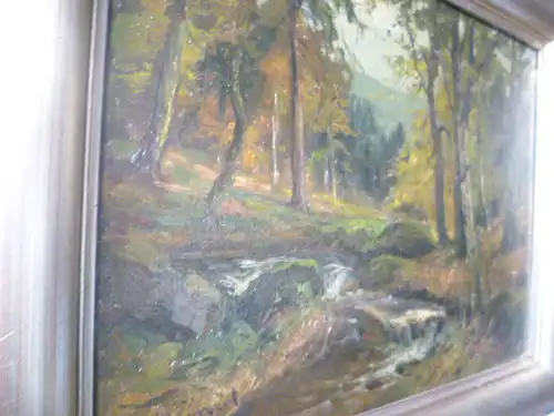 Rheinert Adolf 1879 Düsseldorf 1958 " Romantischer Wildbach in einem Wald Herbststimmung" signiert A.Reinert Ölgemälde um 1900 gemalt