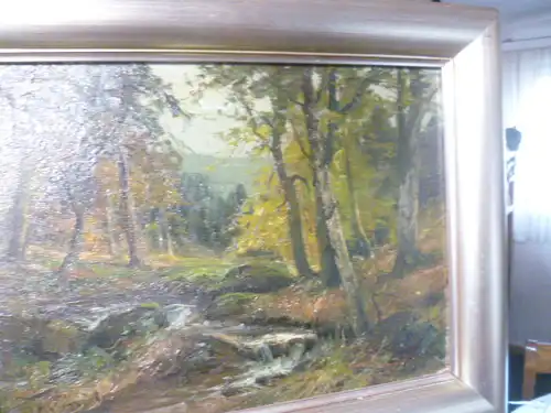 Rheinert Adolf 1879 Düsseldorf 1958 " Romantischer Wildbach in einem Wald Herbststimmung" signiert A.Reinert Ölgemälde um 1900 gemalt