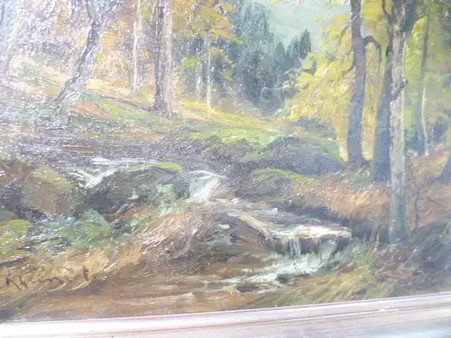 Rheinert Adolf 1879 Düsseldorf 1958 " Romantischer Wildbach in einem Wald Herbststimmung" signiert A.Reinert Ölgemälde um 1900 gemalt