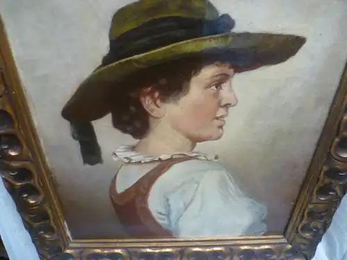 Franz von Defregger1835-1921) attribute "Dirndl or peasant woman" Three-quarter portrait of a young farmer's wife with a view to the right