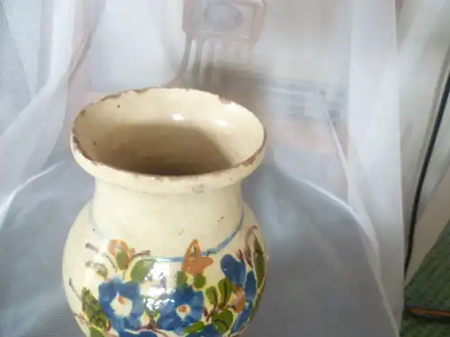 Birnkrug Keramik handbemalt mit Blumendekor wohl Österreich Ungarn um 1900 H20 cm guter Sammler Zustand
