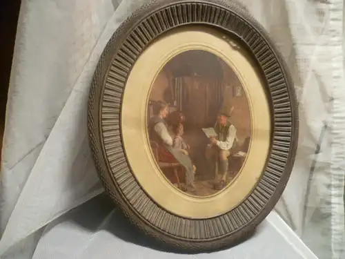 Deffregger Franz von 1835- 1921 München " Die gute Stube Vater liest einen Brief vor " oder " Das erste Schulzeugnis " um 1900