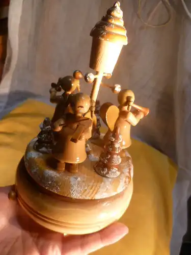 from 1950 Switzerland music box in a snow landscape "O Tannenbaum" melody