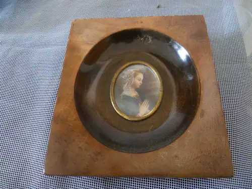 Miniatur signiert Mayer  auf E der Maria Magdalen nach Leonardo da Vinci. um 1860 Maße: 11,5 cm x 10 cm