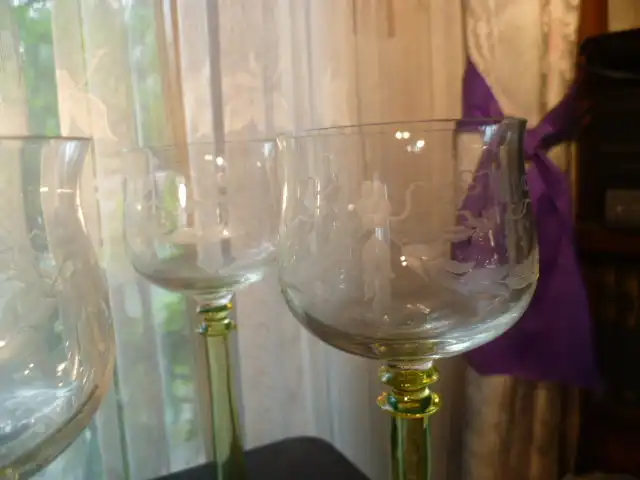 Josephinenhütte 6 Stück: edle Jugendstil - Weingäser aus der Josefinenhütte in Schreiberhau an, entstanden um 1900 2