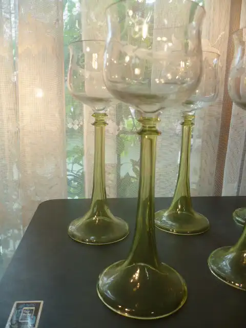 Josephinenhütte 6 Stück: edle Jugendstil - Weingäser aus der Josefinenhütte in Schreiberhau an, entstanden um 1900 4