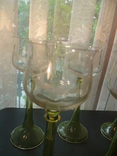 Josephinenhütte 6 Stück: edle Jugendstil - Weingäser aus der Josefinenhütte in Schreiberhau an, entstanden um 1900 5