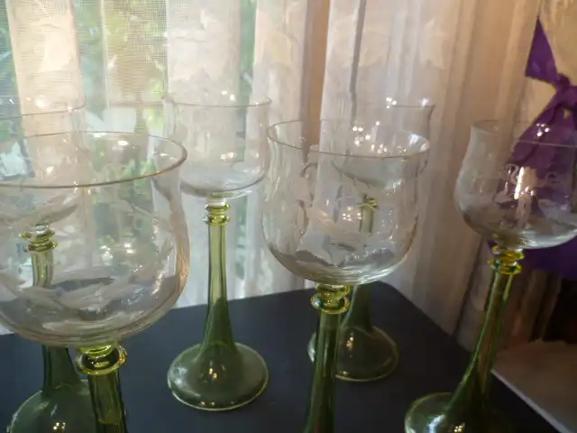 Josephinenhütte 6 Stück: edle Jugendstil - Weingäser aus der Josefinenhütte in Schreiberhau an, entstanden um 1900 6