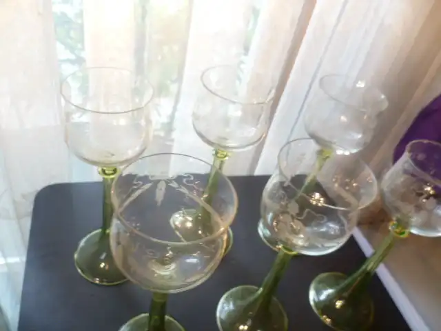 Josephinenhütte 6 Stück: edle Jugendstil - Weingäser aus der Josefinenhütte in Schreiberhau an, entstanden um 1900 7