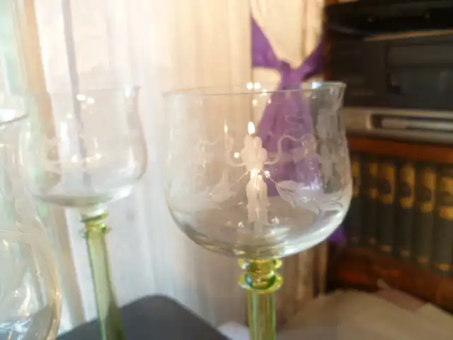 Josephinenhütte 6 Stück: edle Jugendstil - Weingäser aus der Josefinenhütte in Schreiberhau an, entstanden um 1900 9