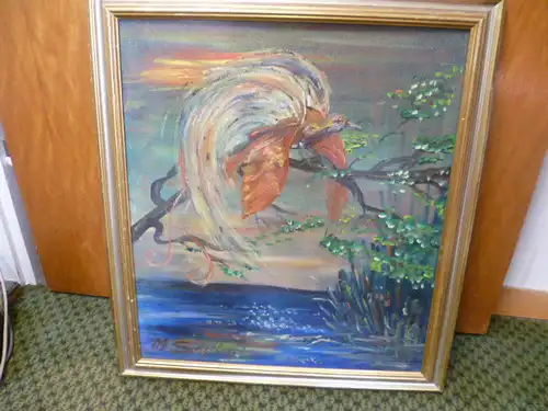 Matthias Schlicht "Paradiesvogel " dat 1989 signiertes Werk geb,1967 deutsche Sprinter und ab 1984 auch Maler Einfluss Emil Nolde