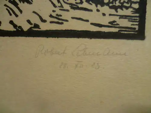 Lehmann Robert Frühwerk 1897 - 1981 linolschnitt Schwarzwaldhäuser im Gutachtal selten da aquarelliert signiert Robert Lehmann
