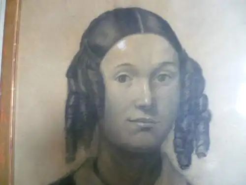 Edouard Alexandre Sain 1830  1910  Madame Baillot als junges Mädchen mit lockigem Haar Frühwerk dat. 1844 u. Ortsbezogen
