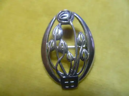 Tulpenstraus ovale Silber 925 Meister RW 95 Damenbrosche Vintage Stil 1900 aber aus den 1990 !!