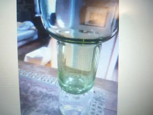 Vintage 1970s Rosenthal candlestick or usable as a vase, signed on the stand: Rosenthal light green crystal glass blown in the form