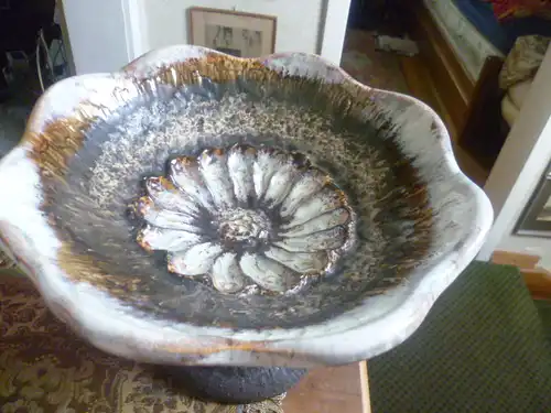 Bodo Mans 1935 - 2001 Designer Fußschale  Bay Keramik 70er 60er Jahre XL Bodo Mans pottery fat lava H. 17 cm Durchmesser : 25 cm