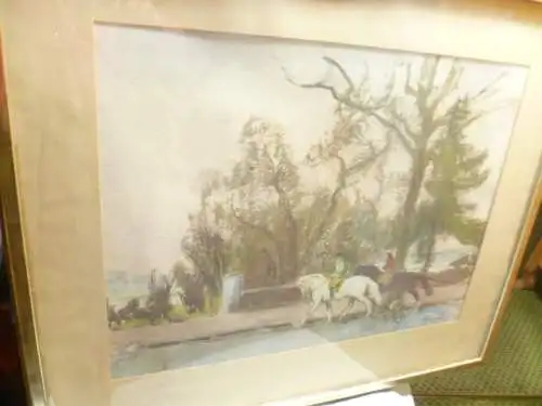 Weißgerber Carl 1891 - 1968  " Zwei Reiter im Hofgarten "  rechts signiert  um 1900   Carl Weisgerber (* 25. Oktober 1891 in Ahrweiler; † 22. Februar 1968 in Düsseldorf) war ein deutscher Landschafts- und Tiermaler der Düsseldorfer Schule.