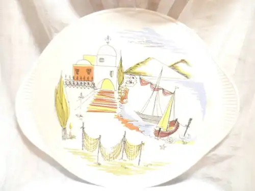 Kuchen - Pizzaplatte italienisches Stranddekor Grünstadt Keramik