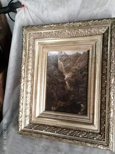 Rieter Heinrich 1751Winterthur- 1818 Bern kleinformatiges Ölgemälde " Der Reichenbachfall bei Schattenhalb im Kanton Bern " Ausstellungsnr. 23 