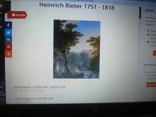 Rieter Heinrich 1751Winterthur- 1818 Bern kleinformatiges Ölgemälde " Der Reichenbachfall bei Schattenhalb im Kanton Bern " Ausstellungsnr. 23 