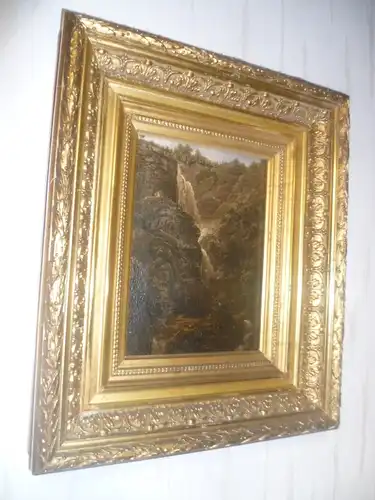 Rieter Heinrich 1751Winterthur- 1818 Bern kleinformatiges Ölgemälde " Der Reichenbachfall bei Schattenhalb im Kanton Bern " Ausstellungsnr. 23 