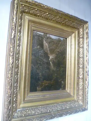 Rieter Heinrich 1751Winterthur- 1818 Bern kleinformatiges Ölgemälde " Der Reichenbachfall bei Schattenhalb im Kanton Bern " Ausstellungsnr. 23 