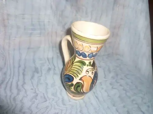 Kleine Schenkkanne Siebenbürgen oder Ungarn um 1900 florale Tulpenmalerei H: 16,5 cm