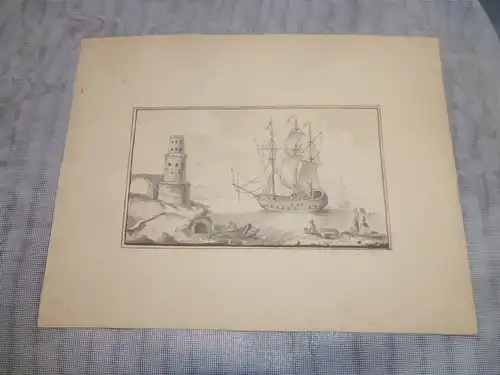 Adolf van der Laan 1690-1755 " Niederländische Handelsschiffe 1733ankernd vor der Küste am Ufer Personenstaffagen"