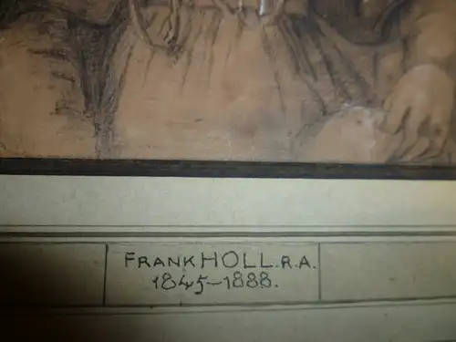 Mischtechnik : Aquarell Kohle Weißhöhung Frank Holl, eigentlich Francis Montague Holl „ Portrait seiner Mutter “