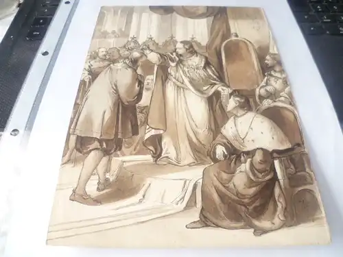 Katzler Vincenz 1823 -1882 " Die Krönung Prinz .. " Wien um 1845/46 Tuschfederzeichnung