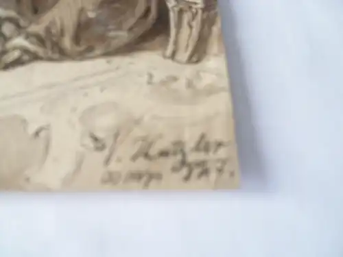 Katzler Vincenz 1823 -188 " Kaiser Karl der Große mit dem Kruzifix " Wien datiert  1847 Tuschfederzeichnung