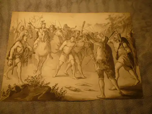 Katzler Vincenz 1823 -188 " Schlacht im Teutoburger Wald" Wien datiert  1847 Tuschfederzeichnung